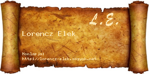 Lorencz Elek névjegykártya