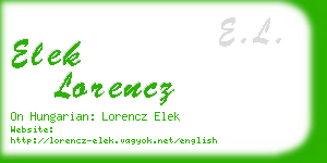 elek lorencz business card